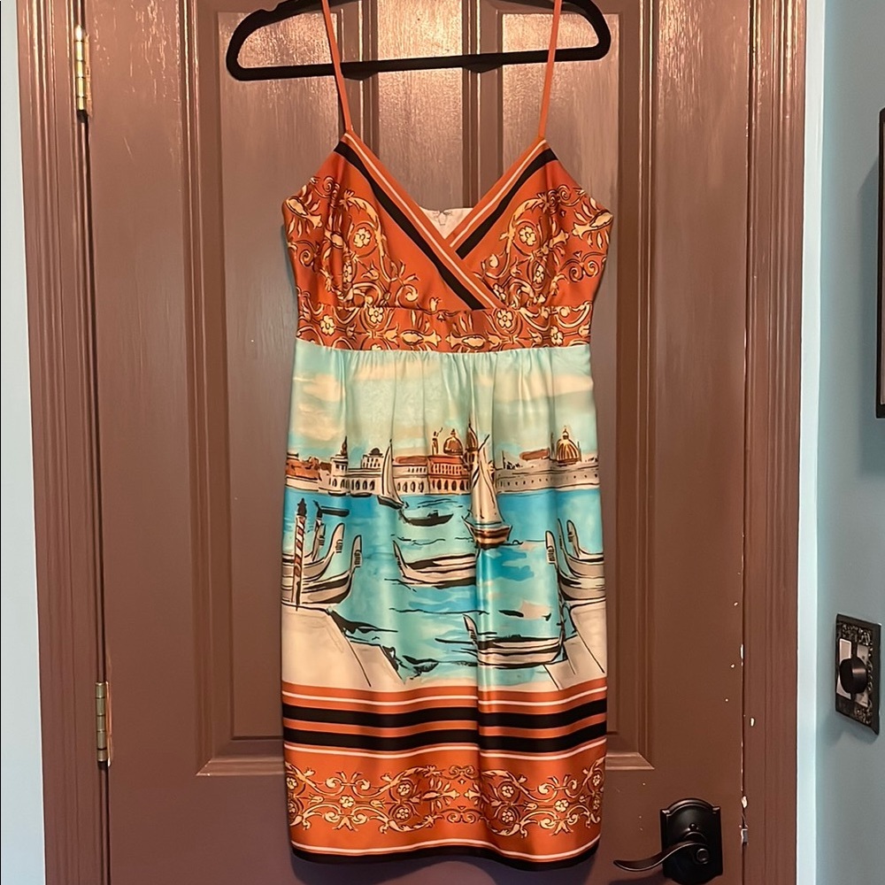 Muse Orange and Blue Venice Printed Dress 10